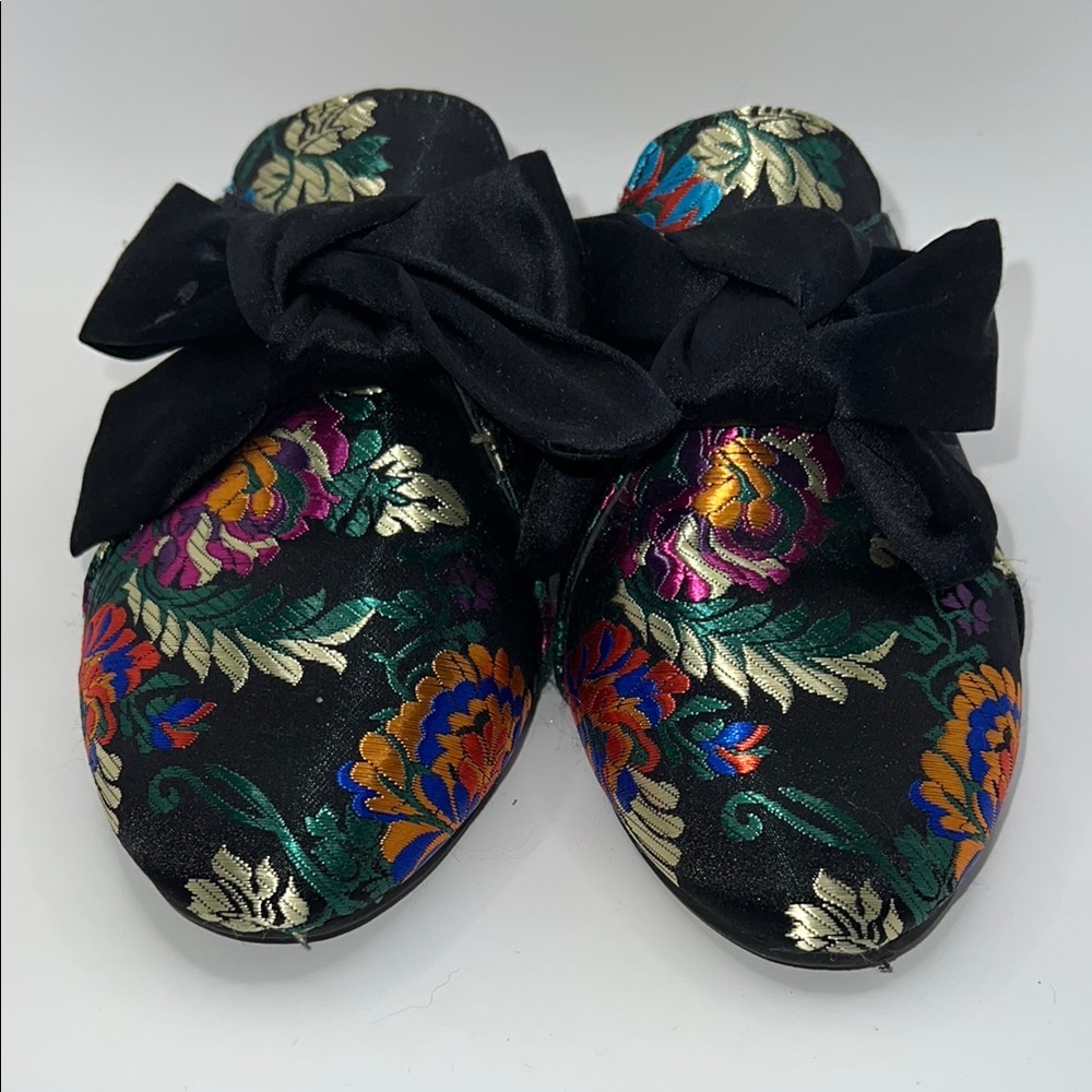 Colorful Floral Bow Mules